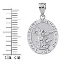 Engravable Saint Michael Pray For Us Oval Pendant Necklace in Gold (Yellow/Rose/White)