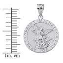 Engravable Saint Michael Pray For Us Circle Pendant Necklace in Gold (Available In Yellow/Rose/White/Two Tone Gold)