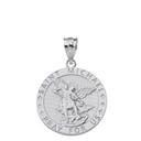 Sterling Silver Engravable Saint Michael Pray For Us Circle Pendant Necklace