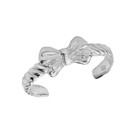 Bow Tie Toe Ring in White Gold