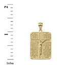 The Lord's Our Father Prayer Crucifix Rectangular Tag Pendant Necklace in Gold (Yellow/Rose/White)