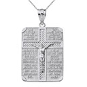 The Lord's Our Father Prayer Crucifix Rectangular Tag Pendant Necklace in Gold (Yellow/Rose/White)