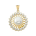 Elegant Designer Pearl Pendant Necklace in Yellow Gold