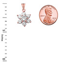 Elegant Dainty Cubic Zirconia Pendant Necklace in Rose Gold