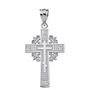 Solid White Gold Eastern Orthodox Cross Pendant Necklace