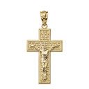 The Lord's Our Father Prayer Crucifix Pendant Necklace in Gold (Yellow/Rose/White)