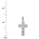 Solid White Gold The Lord's Our Father Prayer Crucifix Pendant Necklace