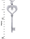 Valentines Special Heart Diamonds - White Gold Key and Heart Pendant with Diamond