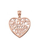 Daddy's Little Girl Heart Pendant Necklace in Gold (Yellow/Rose/White)