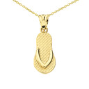 14K Flip Flop Pendant Necklace Set in Yellow Gold