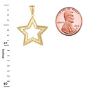 14K Chic Sparkle Cut Star Pendant Necklace Set in Yellow Gold