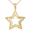 14K Chic Sparkle Cut Star Pendant Necklace Set in Yellow Gold