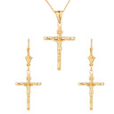 14K Dainty Crucifix Cross (INRI) Pendant Necklace Set(Available in Yellow/Rose/White Gold)