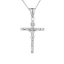 Dainty Crucifix Cross (INRI) Pendant Necklace Set in Sterling Silver