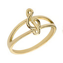 Solid Gold Split Shank Treble Clef Note Ring (Available in Yellow/Rose/White Gold)