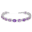 Oval Genuine Amethyst (8 x 6) Tennis Bracelet in Sterling Silver