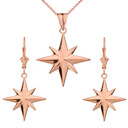 North Star Pendant Necklace Set in 14K Rose Gold