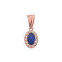 Diamond & Genuine Sapphire Pendant Necklace in Rose Gold
