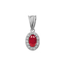 Diamond & Genuine Ruby Pendant Necklace in White Gold