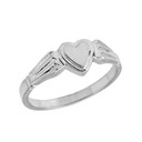 Ladies Heart Signet Ring in Sterling Silver