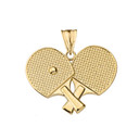 Ping Pong Rackets Pendant Necklace in Yellow Gold