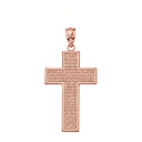 The Lord's Our Father Prayer Cross Pendant Necklace in Gold (Yellow/Rose/White)