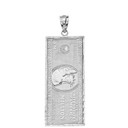 Sterling Silver Double Sided Million Dollar Bill Money Pendant Necklace(Large)