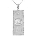 Sterling Silver Double Sided Million Dollar Bill Money Pendant Necklace(Large)