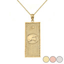 Double Sided Million Dollar Bill Money Pendant Necklace (Small) in Gold (Yellow/Rose/White)