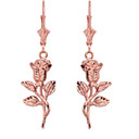 14K Sparkle Cut Rose Pendant Necklace Set in Rose Gold