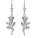 Sparkle Cut Rose Leverback Earrings in Sterling Silver