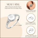 925 Sterling Silver Oval Signet Ring - Engravable Jewelry with measurements