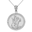 Engravable Diamond Saint Martin of Tours Pray For Us Circle Pendant Necklace  (1.15") in Gold (Yellow/Rose/White/Two Tone Gold))