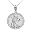 Engravable Diamond Saint Martin of Tours Pray For Us Circle Pendant Necklace  (1.15") in Gold (Yellow/Rose/White)