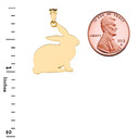 High Polished Bunny Pendant Necklace in Yellow Gold