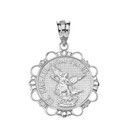 Solid White Gold Diamond Saint Michael Pray For Us Circle Pendant Necklace