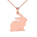 High Polished Bunny Pendant Necklace in Rose Gold