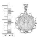 Sterling Silver Saint Francis Pray For Us Circle Pendant Necklace