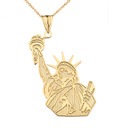Detailed Statue of Liberty Pendant Necklace in Yellow Gold