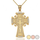 Diamond ICXC NIKA Eastern Orthodox Cross Pendant Necklace in Gold (Yellow/Rose/White)