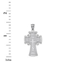 Sterling Silver CZ ICXC NIKA Eastern Orthodox Cross Pendant Necklace