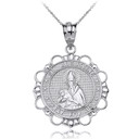 White Gold Saint Augustine Patron Saint Of Brewers Pray For Us Medallion Pendant Necklace