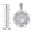 White Gold Saint Augustine Patron Saint Of Brewers Pray For Us Medallion Pendant with measurement