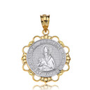 Two Tone Yellow Gold Saint Augustine Patron Saint Of Brewers Pray For Us Medallion Pendant