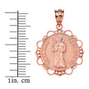 Saint Anthony Pray For Us Circle Pendant Necklace in Gold (Yellow/Rose/White)