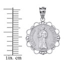 Sterling Silver Saint Anthony Pray For Us Circle Pendant Necklace