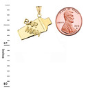 Cocktail Shaker Bar Man Pendant Necklace in Yellow Gold