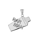 Cocktail Shaker Bar Man Pendant Necklace in White Gold