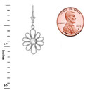 Designer Milgrain Flower Pendant Necklace Set in Sterling Silver