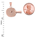 Table Tennis Racket Pendant Necklace in Rose Gold
